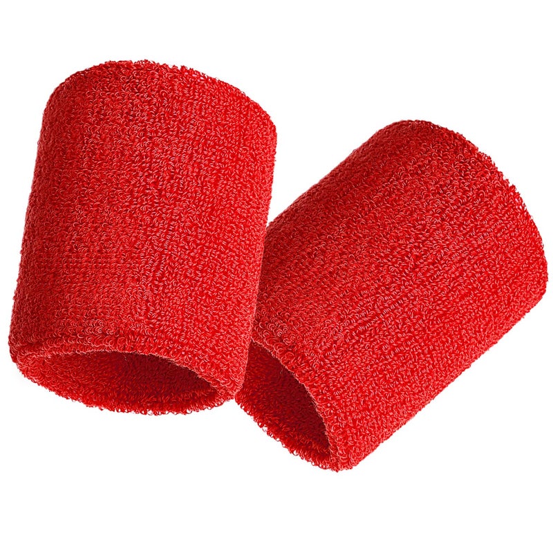 Bememo 12 Pack Sweatbands Sports Wristband Cotton Sweat Band for Men and Women, Good for Tennis, Basketball, Running, Gym, Working Out (Red) - Image 3